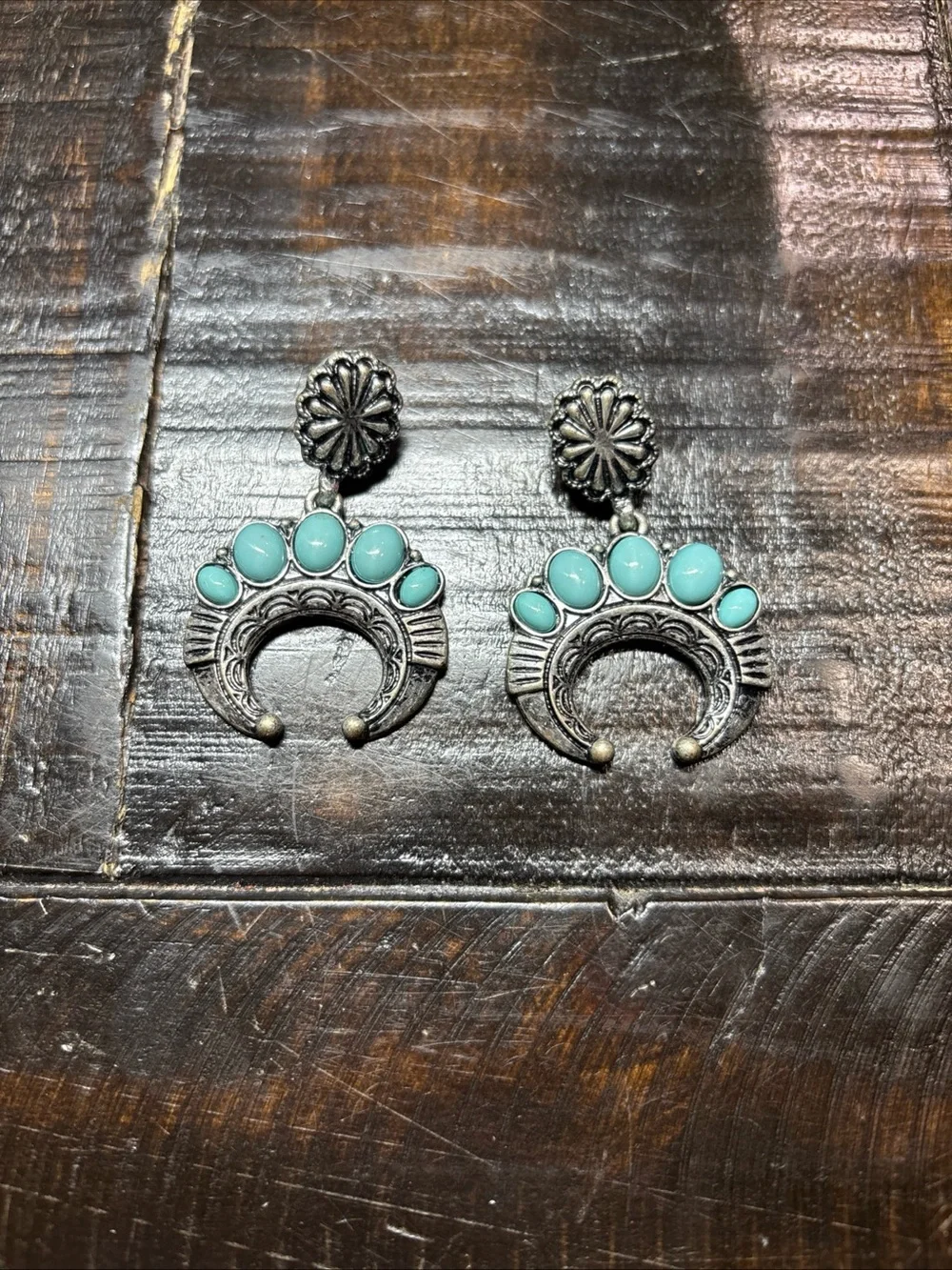 Southwest Inspired Faux Turquoise Stone Drop Earrings - Women Jewelry